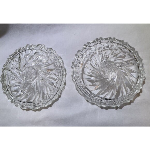 VTG Crystal Bohemia Pinwheel Czechoslovakia Brunswick Star 4 Set Glass Coasters - Picture 2 of 13
